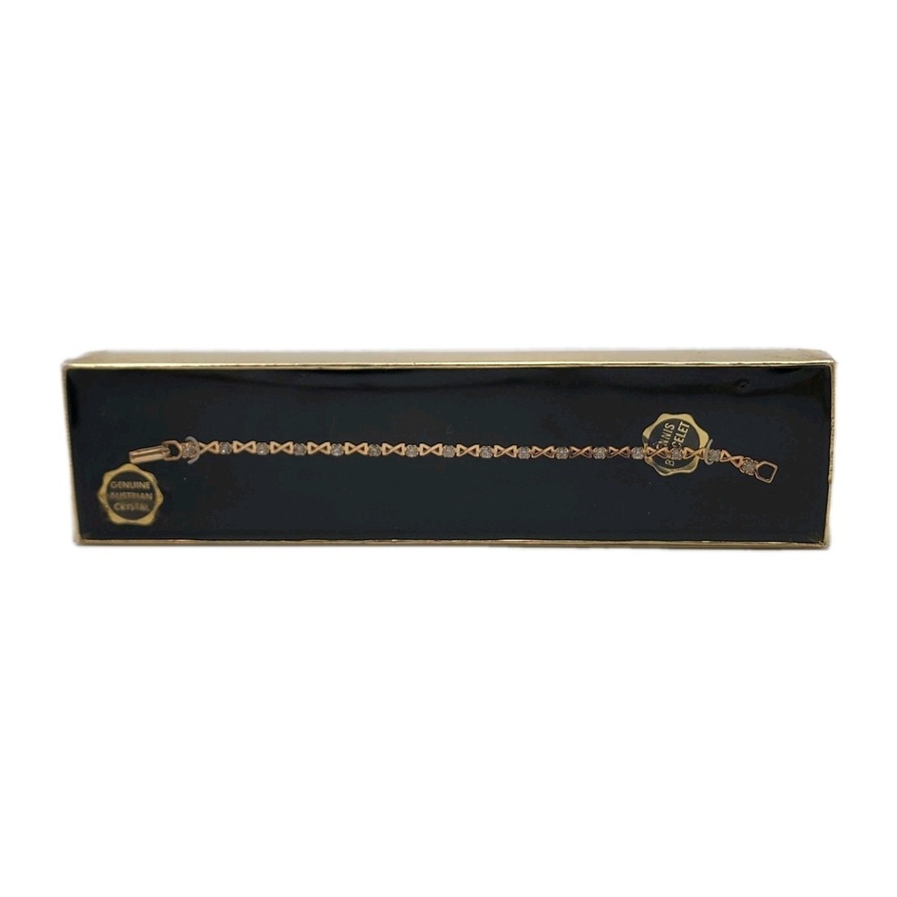 Vintage Infinity Link Tennis Bracelet Genuine Austrian Crystal Gold Tone Classy - Picture 10 of 10